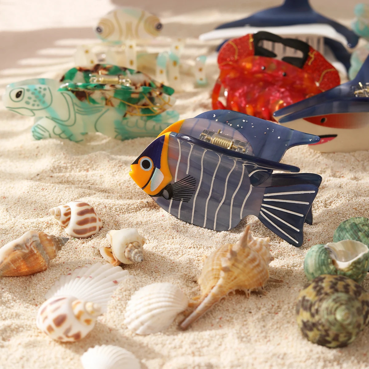 1 piece personalized ocean dolphin octopus sea turtle clown fish starfish acetate hair claw clip 250515