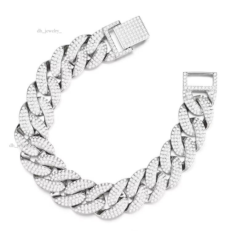 European Hot Selling Hand Jewelry Sier Men's Hips Hops Full Crystal Cuban Link Bracelet for Men Gifts