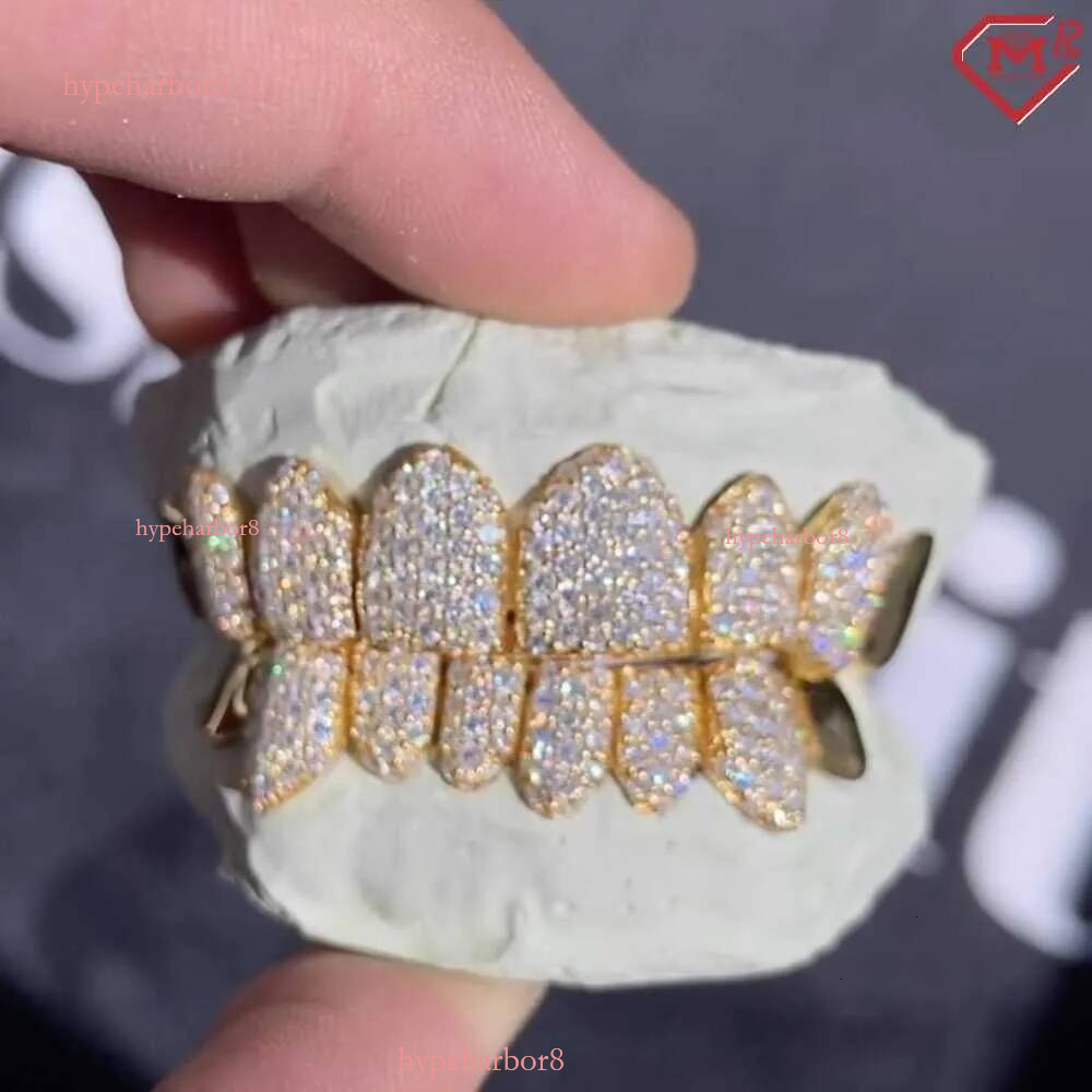 Iced Out Hip Hop Dia Teeth Rappers Top 8 Bottom Gold Plated Sterg Sliver Custom Vvs Moissanite Grillz