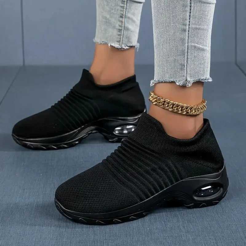 Women Running Training Sneakers Female Air Cushion Causal Sport Shoes Slip On Walking Sock Shoes Dropshipping W250517