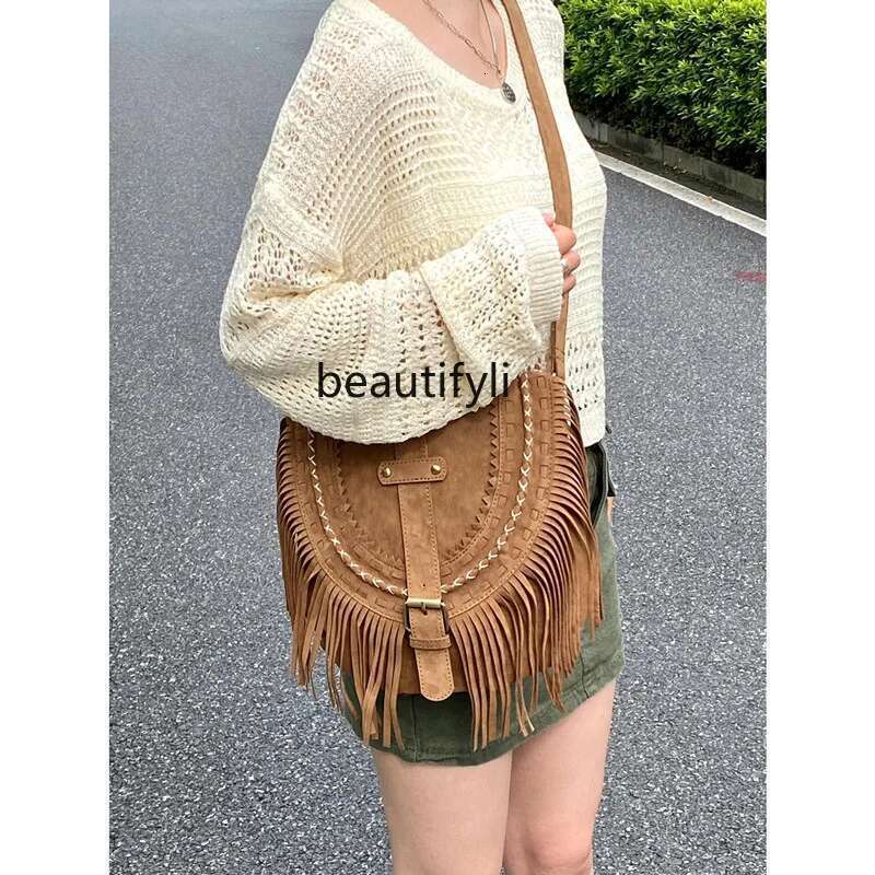 Maillard's New Fringed Niche Retro Saddle Shoulder Casual Messenger Bag