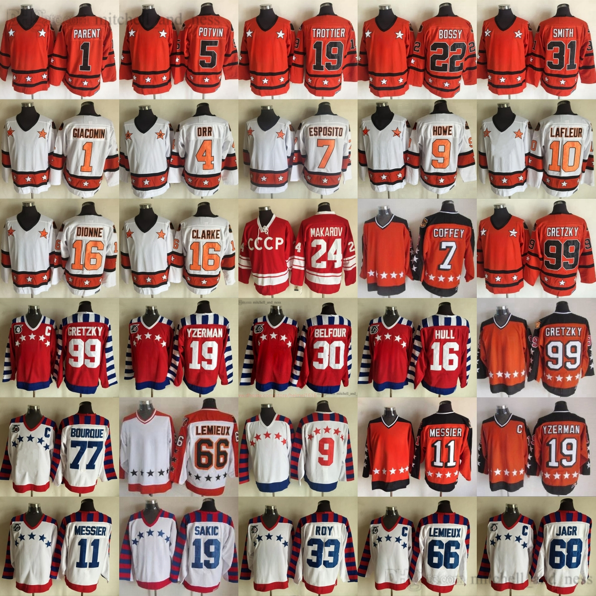 CCM Vintage 1980 All-Star Hockey 9 Gordie Howe Jersey Classic Throwback Wayne Gretzky Smith Bossy Trottier Dionne Clarke Lafleur Esposito Potvin Orr Giacomin Parent