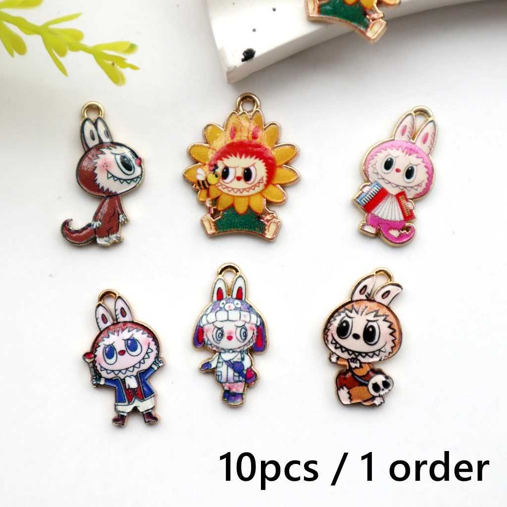 10pcs Cartoon Animal Alloy Pendant Popular Anime Big Mouth Cute Metal Charms DIY Necklace Bracelet Earrings Keychain AccoryXJ250517