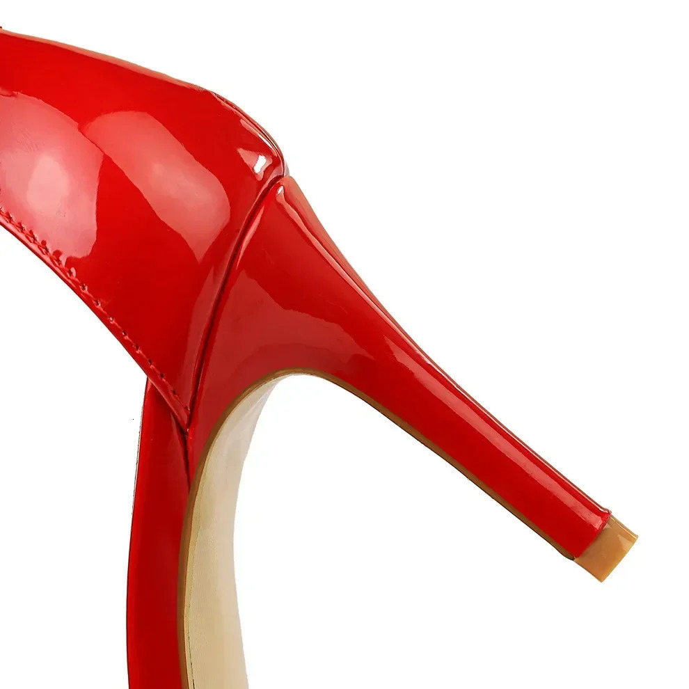 Summer Women Vacation Strap Sandals Fetish 8cm 11cm Stiletto Lady Classic Patent Leather Heels Sandles Party Low Heels Shoes 250515