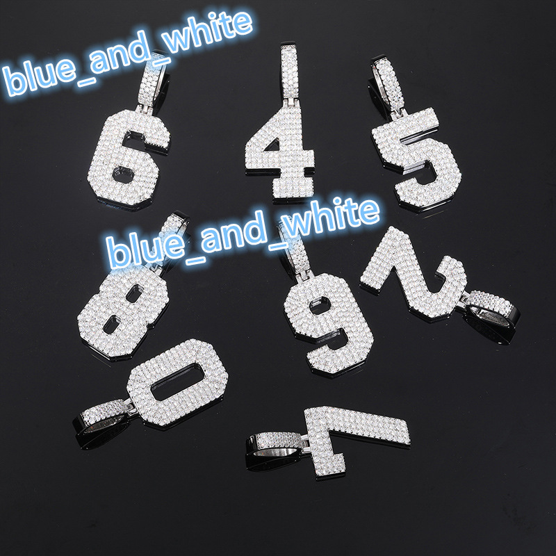 0-9 Lucky Numbers Pendant Silver 925 With Moissanite Charms Jewelry for Women Men 18k Gold Jewelry Accessories Mens Jewelry