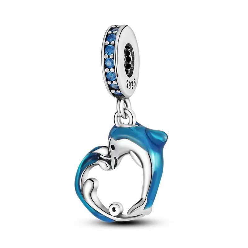 Good Fortune Carp Fish Whale Goldfish Dolphin Charm Beads Fit Original 925 Sterling Silver Bracelet Fashion Jewelry GiftXJ250517