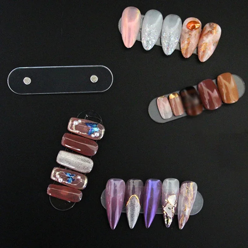 False Nail Tips Display Stand With Magnet Transparent Practice Acrylic Gel Polish Holder Strip Manicure Showing Tools 250517