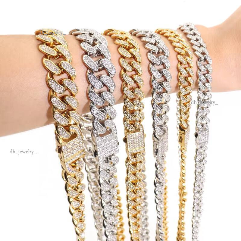 Stainless Steel Design Jewelry 14k Gold Plated Dia Iced Cuban Necklace Chain