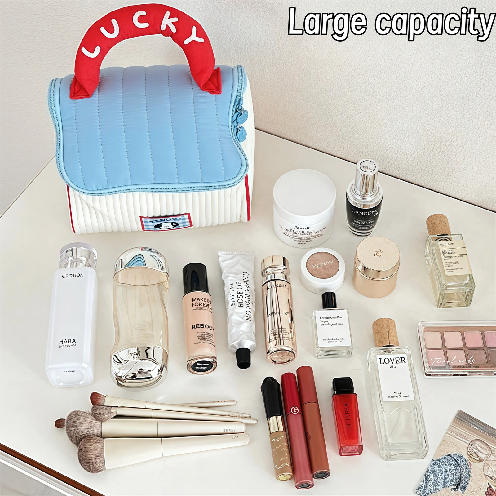 Cartoon pattern cute hut handbag large capacity cosmetic organizer portable handheld travel toiletry bag 250514