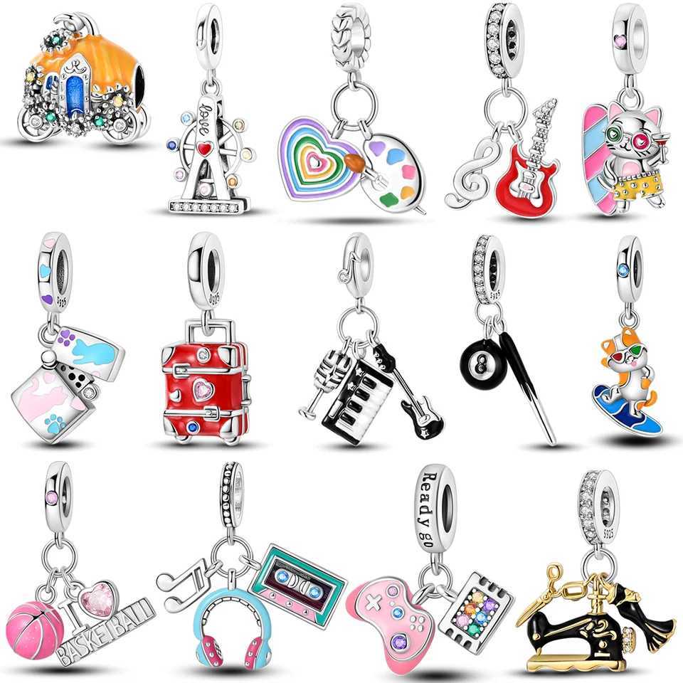 100% 925 Silver Funny Playable Charms Beads Smart Tarot Bike Travel Dangle Fit Original Bangle Bracelet DIY JewelryXJ250517