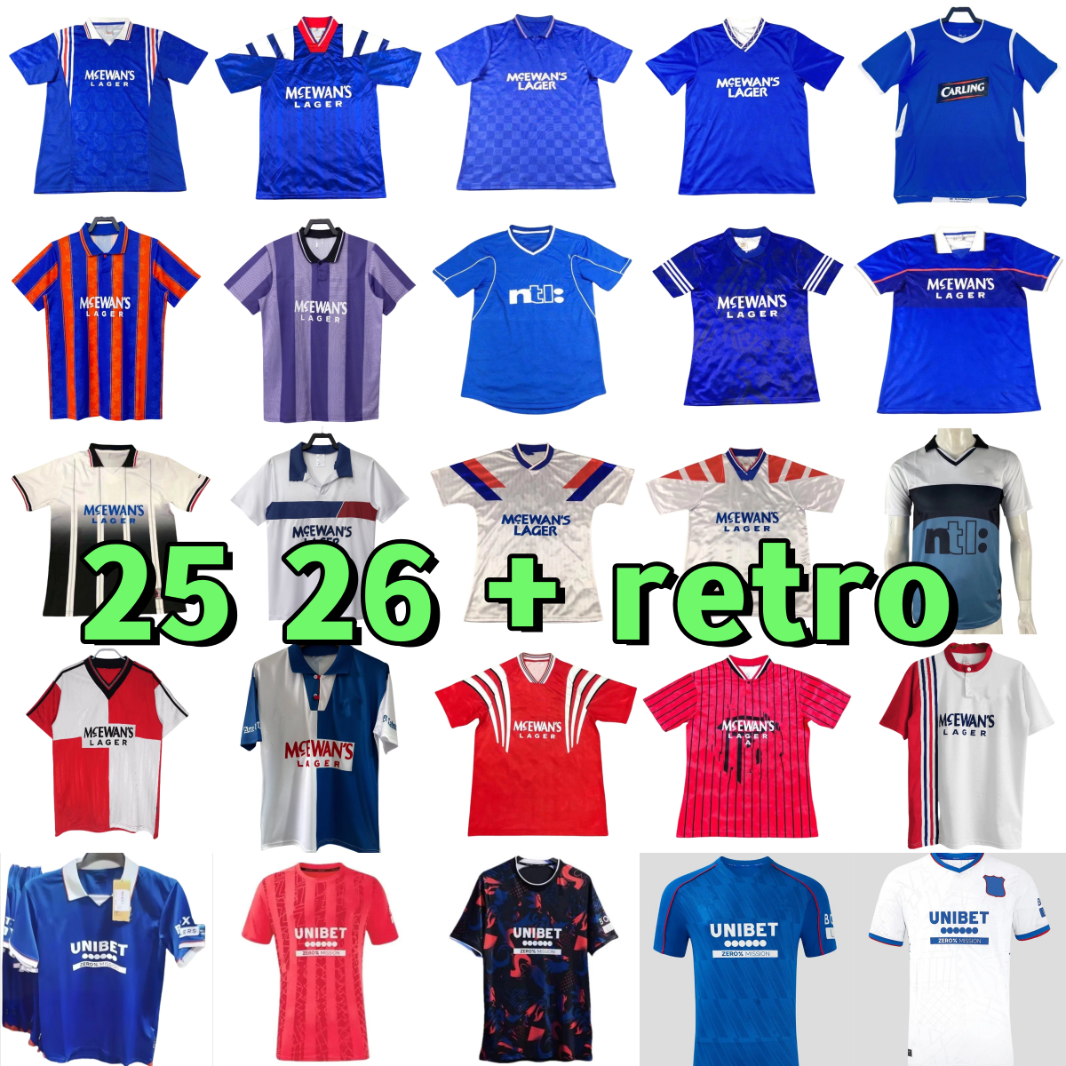 25 26 Glasgow Soccer Jerseys 2025 home COLAK ROOFE LUNDSTRAM HAGI BARKER MORELOS retro Jersey TAVERNIER KENT Rangerss TILLMAN FC FASHION JR Football Shirt kids kit
