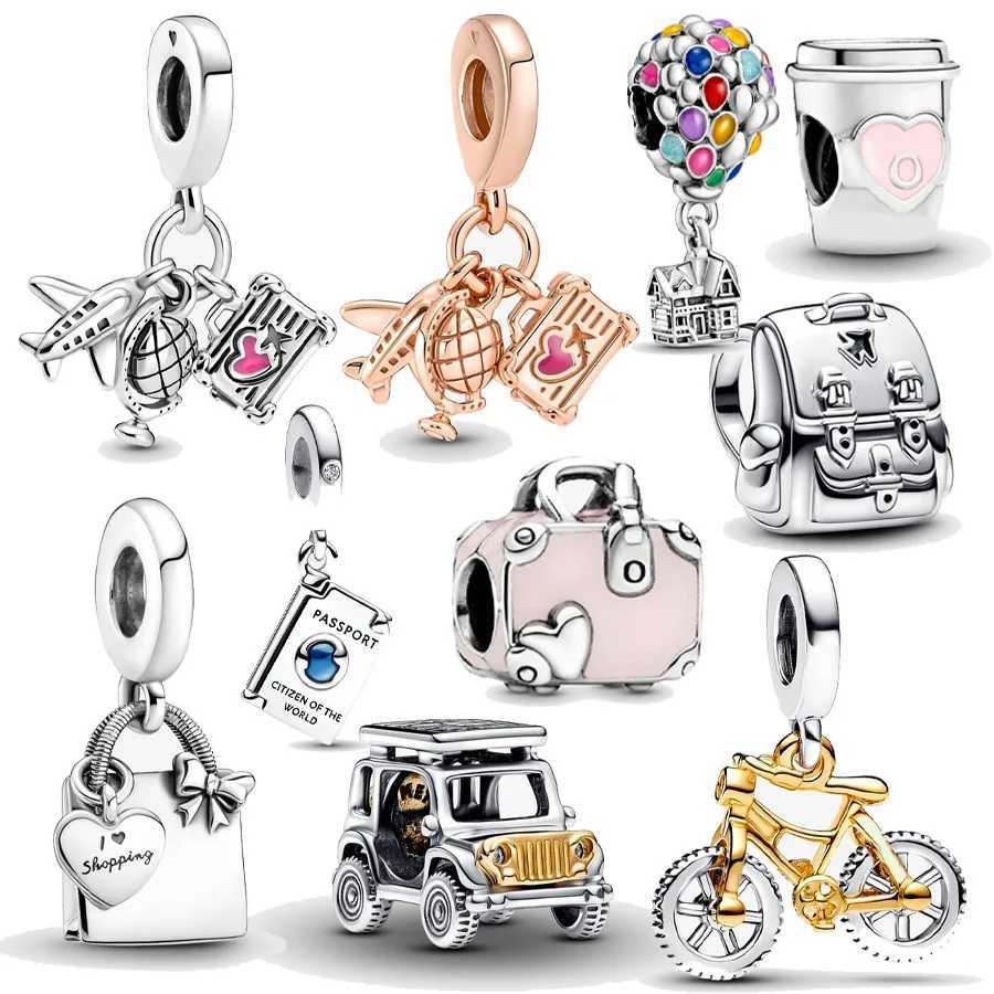 2025 New creative Airplane Globe Suitcase Dangle Charm fit bracelet DIY womens exquisite high quality jewelry giftsXJ250517