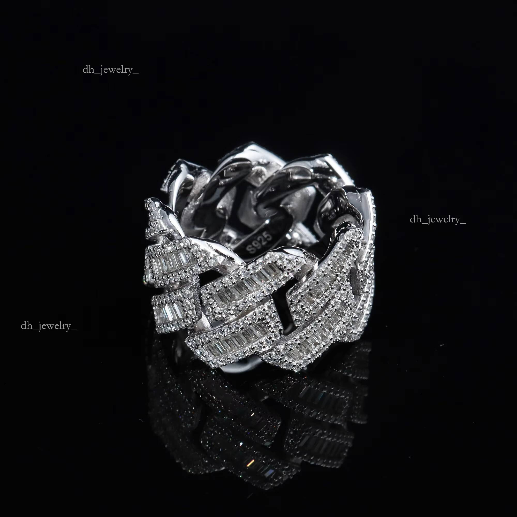 2024 New Style Sier Rust Proof Vvs1 D Color Moissanite Baguette Hip Hop Bling Jewelry Rings With Gra Certified