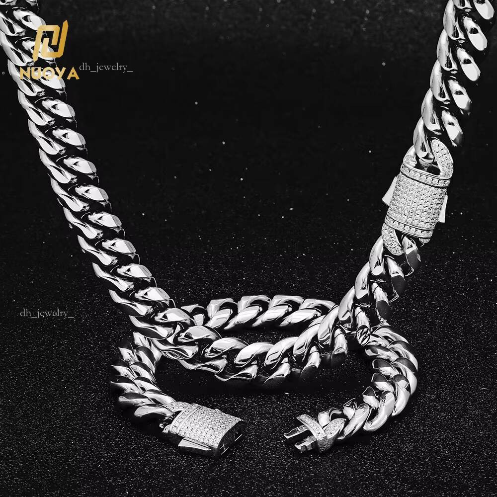 Wholesale Cuban Chunky Link Necklace Miami Style Stainless Steel Gold Plated Chains
