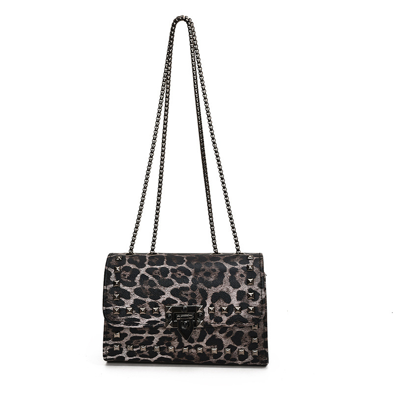 Advanced leopard print 2024 new trendy fashion single shoulder chain with niche design crossbody bag for women