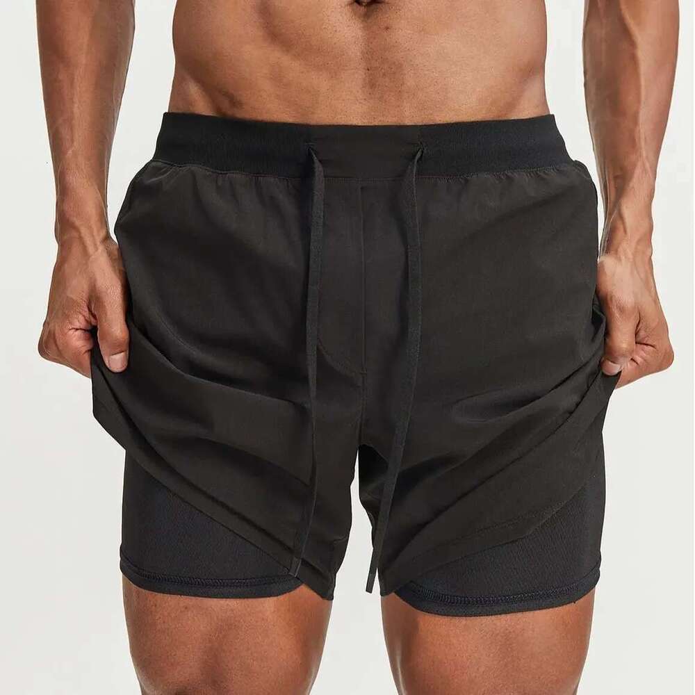 Double mens running quick drying breathable double layered outdoor sports fiess tennis shorts 240814 designer bag