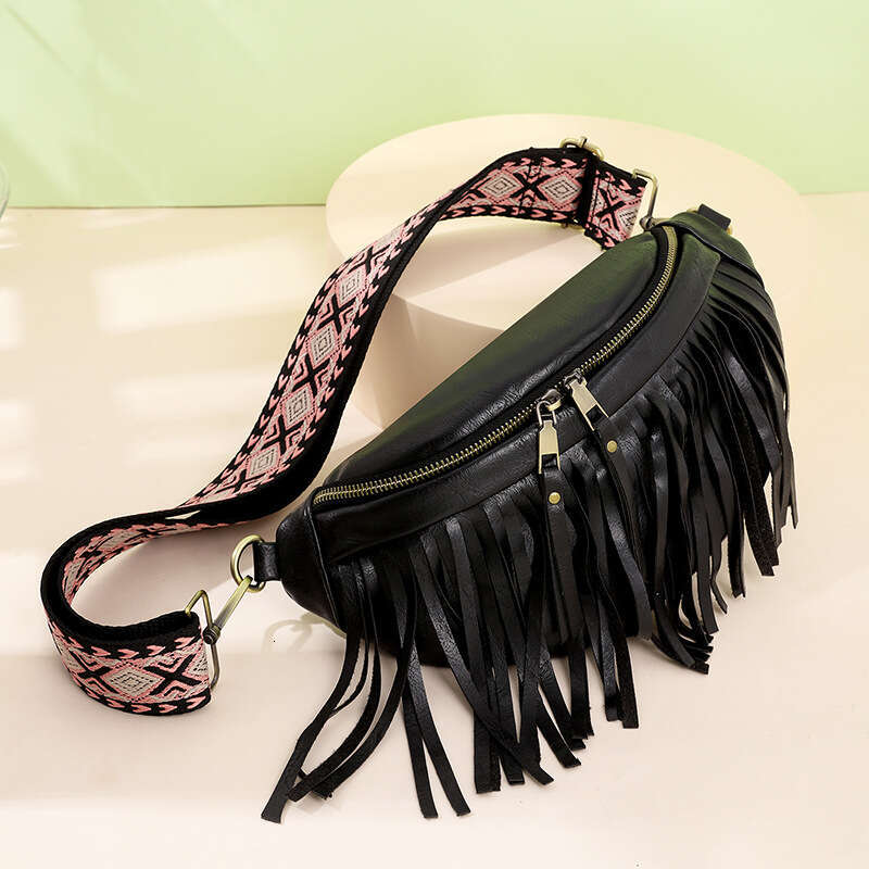 Summer new tassel crossbody bag shoulder bag 3D waist bag Detachable tassel for fashionable retro daily travel