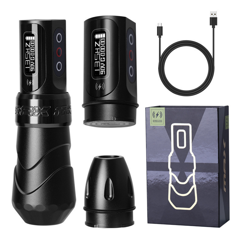 Tattoo Machine 2 Battery Wireless Tattoo Machine Powerful Coreless Motor Lithium Battery LED Display Permanent MakeUp Tattoo Artist 230811