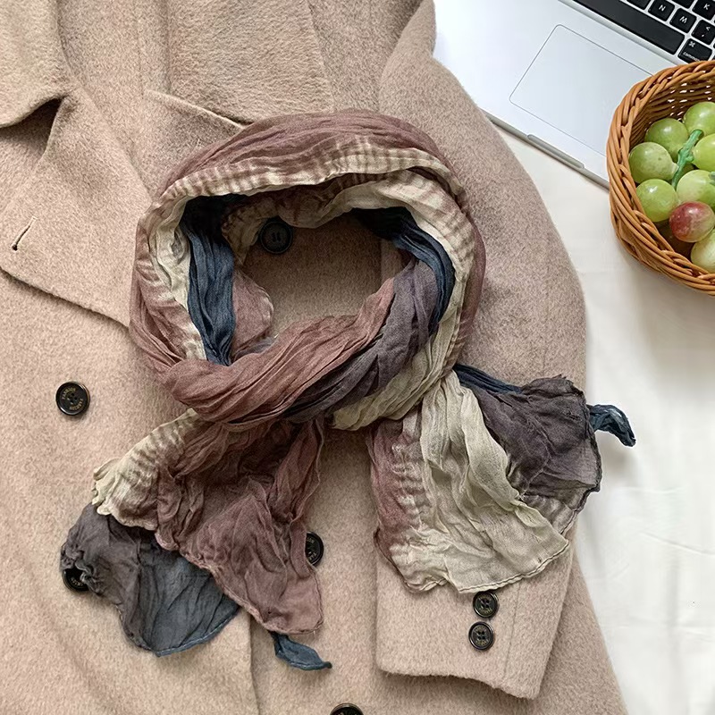 T728 scarf shawl high-end 2025 new style outer wear fashionable splicing warm multi-purpose scarf tie-dye shawl
