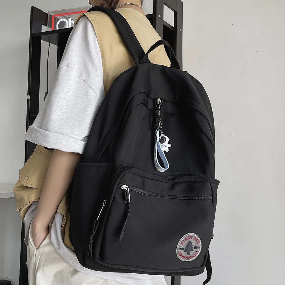 Solid Color Fashion School Bag College Student Women Backpack Trendy Travel Lady Laptop Cute Backpack Green Female Bag 250514