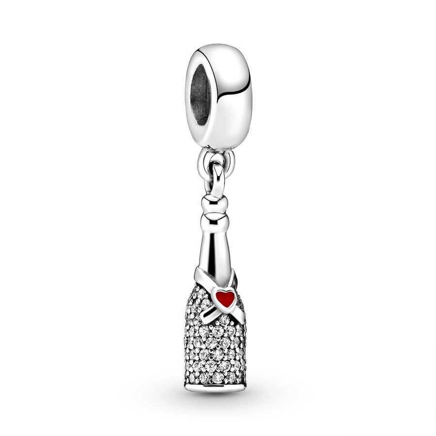 DIY Sparkling Wine Bottle Cooffe Pot Cream Dangle Charm Bead Fit Original 925 Sterling Silver Bracelet Fashion Jewelry GiftXJ250517