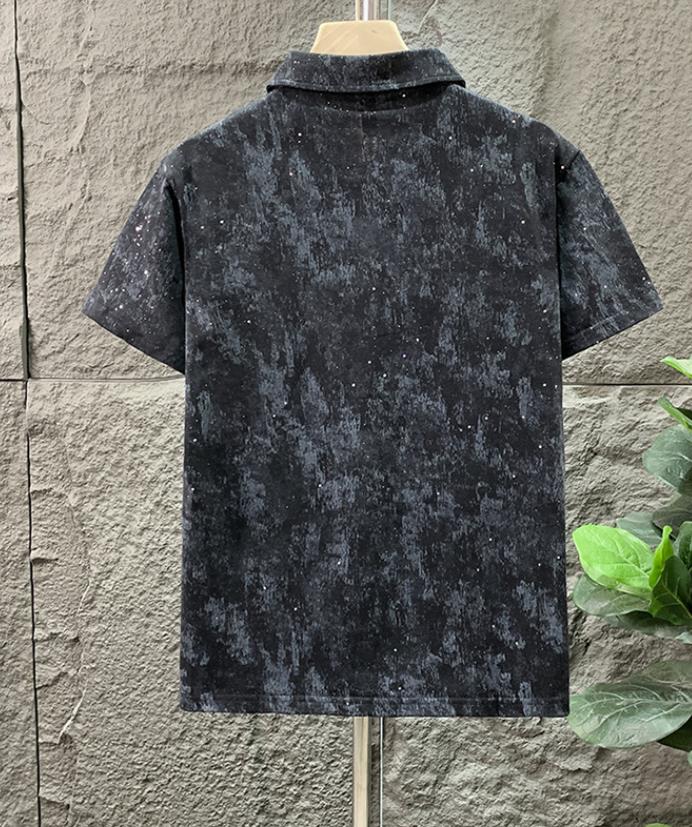 Men's TShirts European Men Short Sleeve Summer Personality Trend Heavy Industry Drill Flower Sequin Slim Fit Tshirt Tee Shirt Homme 230411