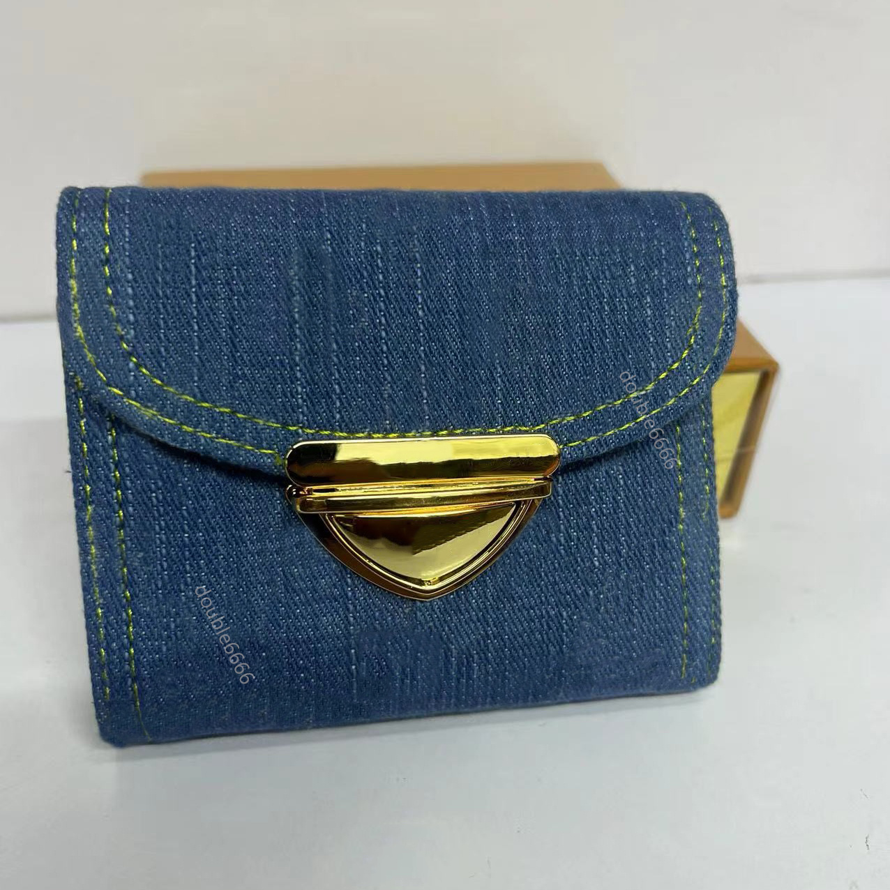 Designer Denim Wallet Blue Credit Card Holder Men and Women Coin Purse Zipper inside Wallets Flower printed Clutch Bags Quality Coin pocket