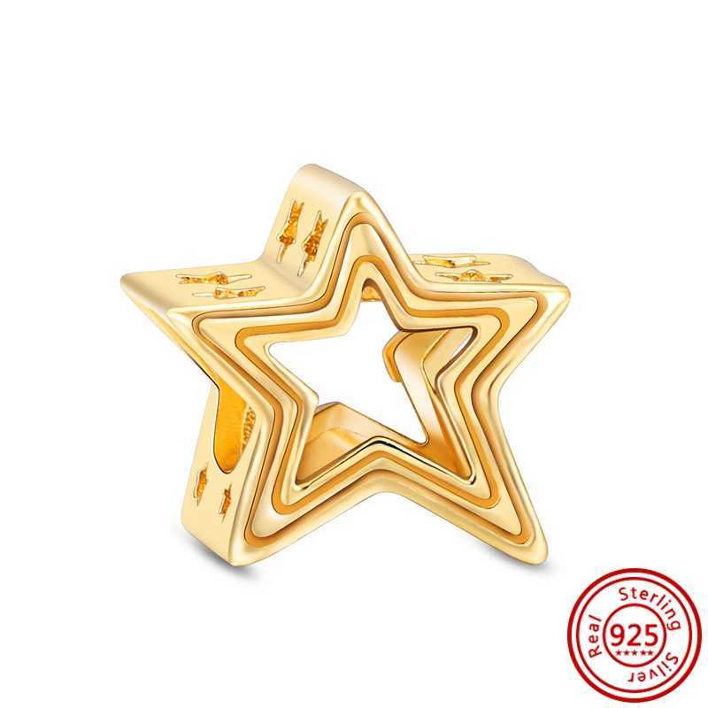 Fine Sparkling Plated Gold Series Dangle Charm Bead 925 Sterling Silver Fit Original Pantaro Bracelet DIY Jewelry Gift For WomenXJ250517