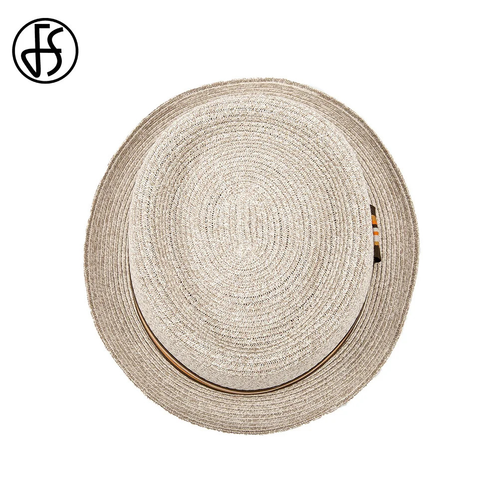 FS Cowboy Jazz Hat Pork Pie Straw Hats For Women Men Unisex Spring Summer Outdoor Sun Protection Gentleman Gangster Paname Cap 250516