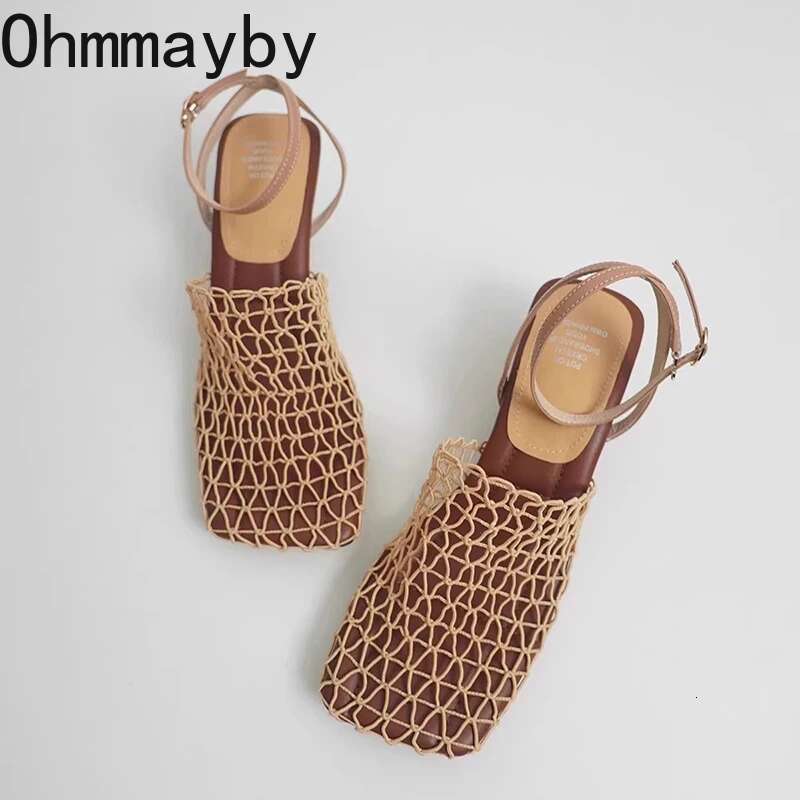 Designer Hollow Out Women Sandals Concise Party Dress Singbacks Pumps Summer Square Toe Women's Sandalias