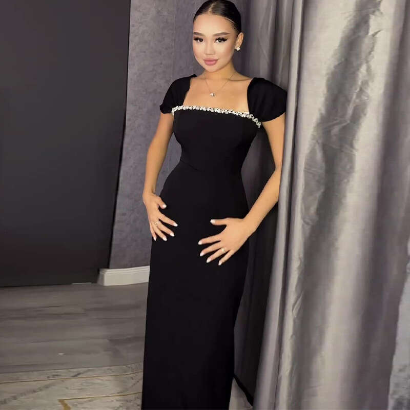 Wide Leg Jumpsuit Fashionable New Product Temperament Slim Fit Hot Stamping Diamond Wrapped Solid Color Dress Long Skirt Women S Clothing