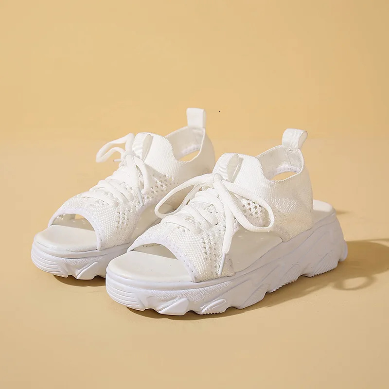 Mesh Breathable Women Sandals Summer Shoes for Women Lace-up Open Toe Trend Platform Sandals Beach Casual Heeled Sandals 250515