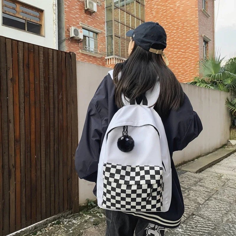 Fashion Plaid Backpack Waterproof Leisure Shoulder Bag Women Laptop Mochila Bookbag Travel Rucksack for Female 250514