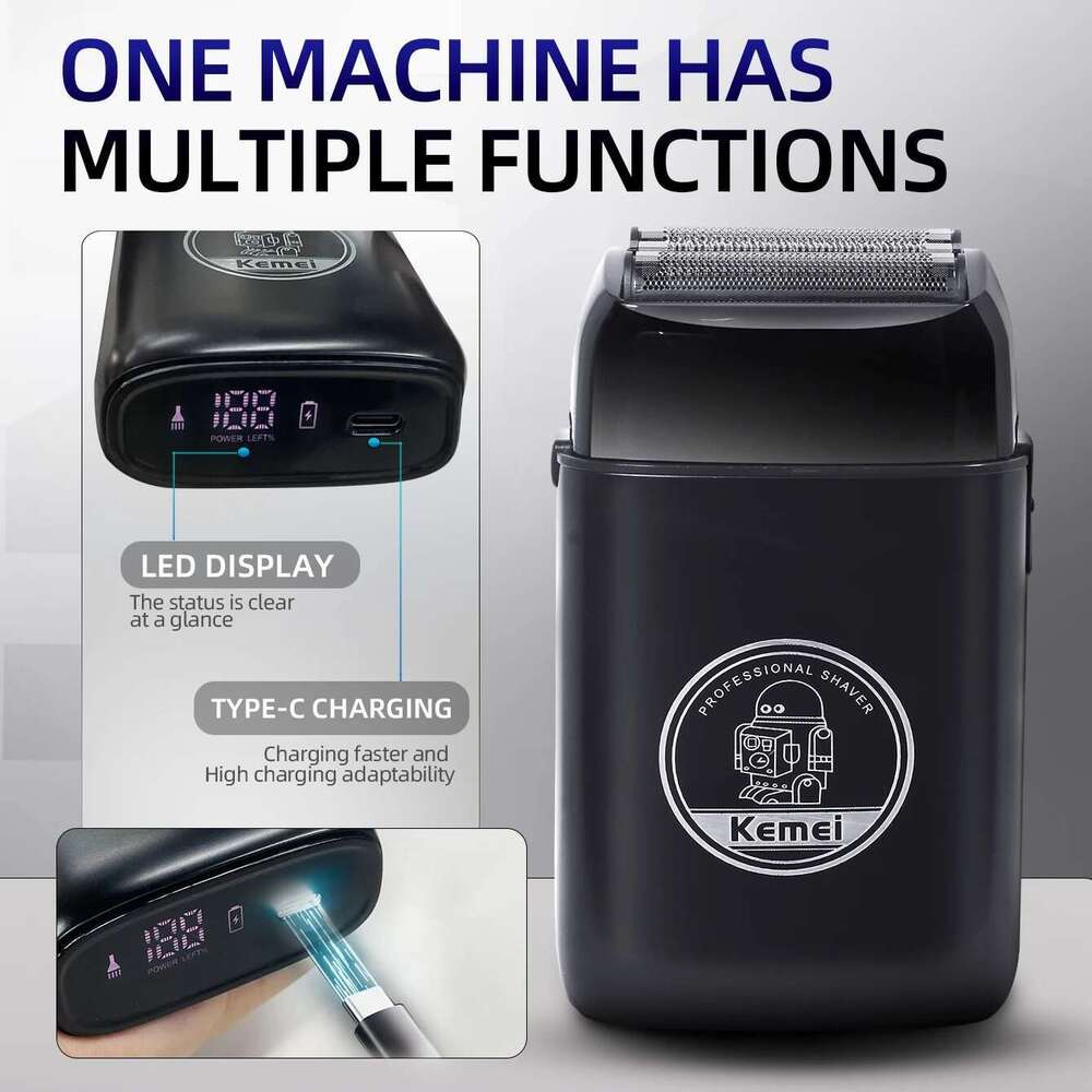 Kemei Shaver Professional Electric Rechargeable Beard Trimmer Metal Razor Digital Display Shaving Hine For Men Km-H73
