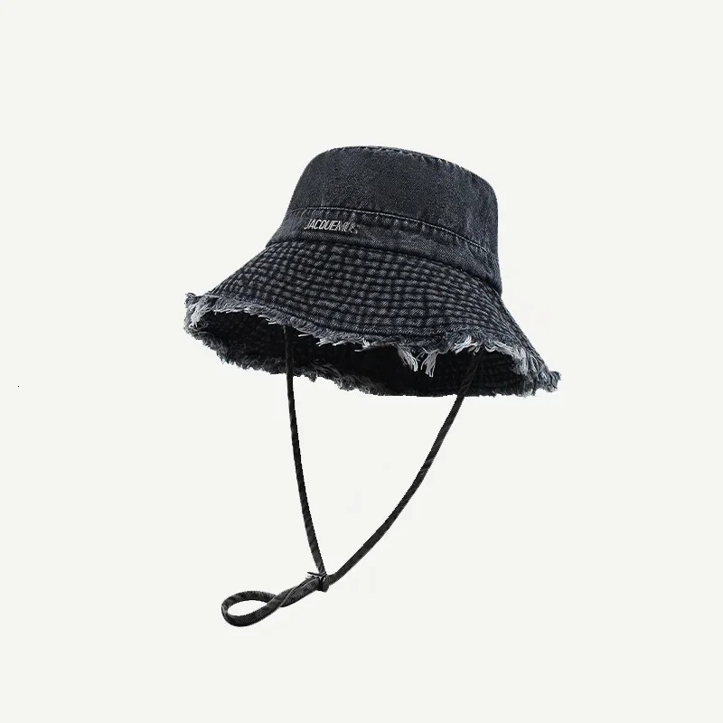 2025 Blue Leopard Print Cowboy Hiking Bucket Hats with String Women Denim Beach Sun Hat Outdoor Bob Panama Summer Fisherman Cap 250516