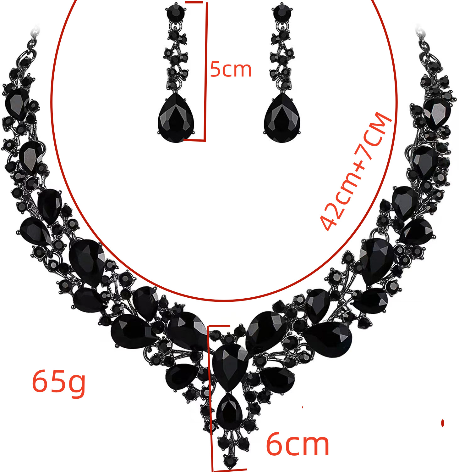 Sophisticated Rhinestone Bridal Accessory Ensemble: Classic Teardrop Necklace/Ear Piercing Pair