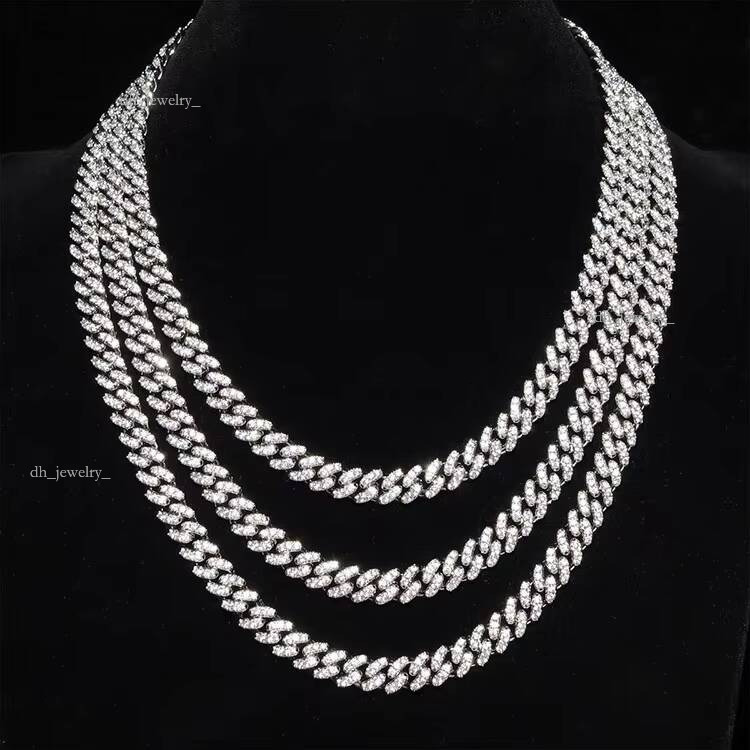 Bling Hip Hop 6mm 10mm Single Row Sier Pass Dia Tester Moissanite Necklace Cuban Link Chain