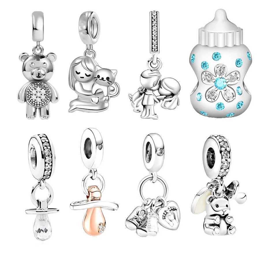 New Arrivals Married CoupleBaby Pacifier Bottle Dangle Charm Bead Fit Original 925 Sterling Silver Bracelet DIY Jewelry GiftXJ250517