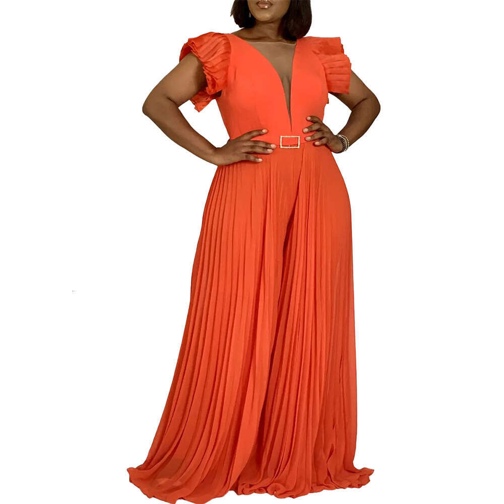 Wide Leg Jumpsuit Women S New Summer Fashion Splicing Sexy Pleated High Waisted Loose Wide Leg Pants Jumpsuit