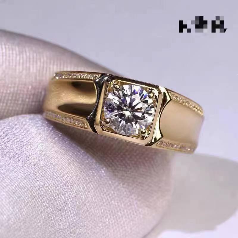 Luxury 925 Sterling Silver China Cz Side Stone 8mm Moissanite Rings Men Modern Ring for Anniversary