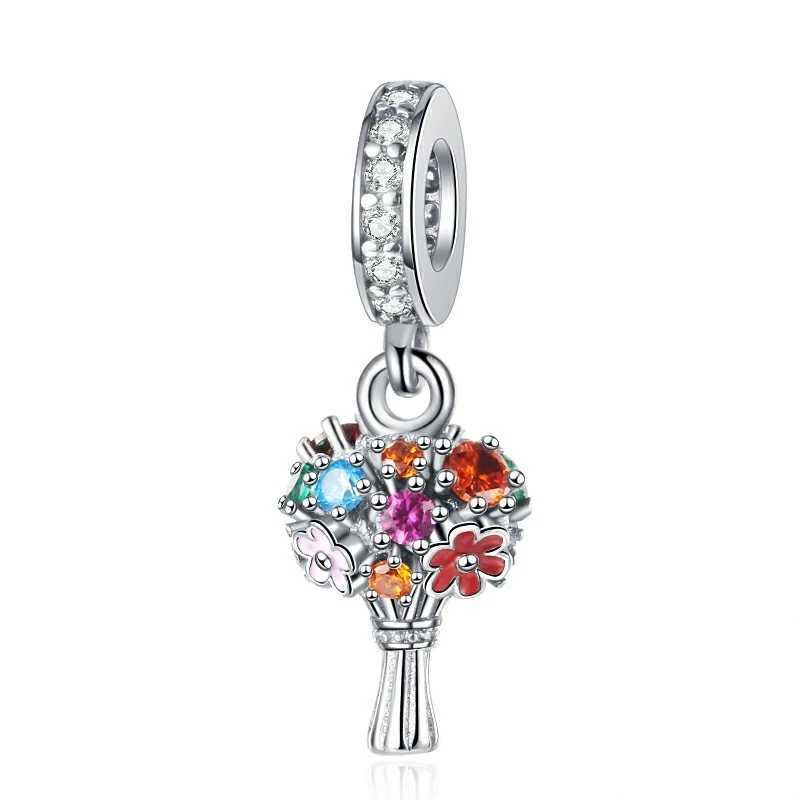 DIY Jewelry Pink Charm Potion Moon Flower Murano Glass Heart Dangle Beads Fit Original 925 Sterling Silver Pan BraceletXJ250517