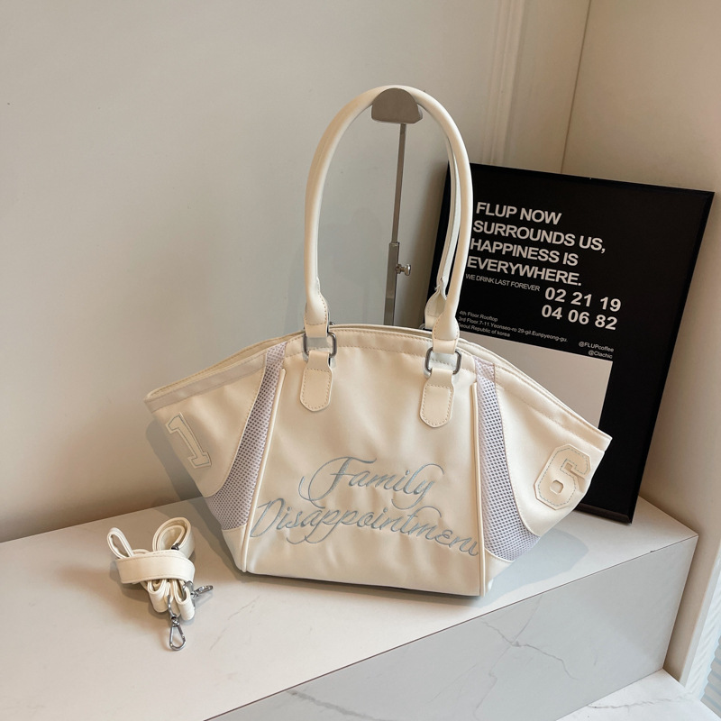 Fashion Bowling Handbag for Women, New Large Capacity Embroidered Letter Single Shoulder Crossbody Sports Travel Underarm Bag