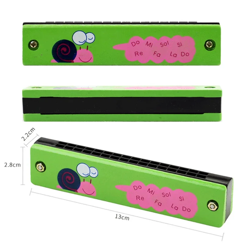 Wooden Harmonica 16 Holes Musical Instruments For Beginners Kids Montessori Early Childhood Education Toys Party Favors
