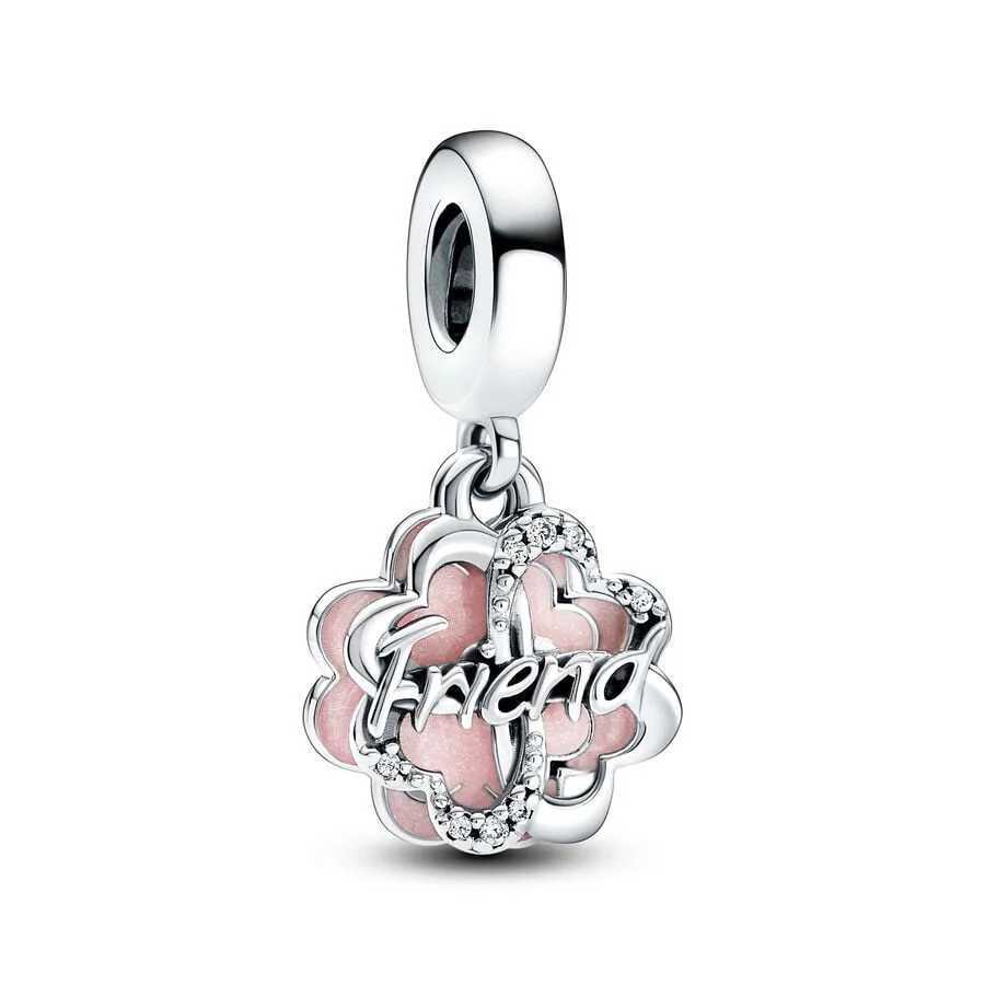 New Pink Series Charm Peace BusCherry Blossom- Dangle Bead Fit Original Silver 925 Pan Bracelet DIY JewelryXJ250517