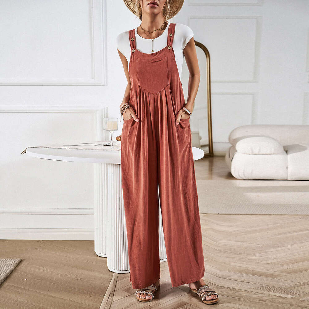 Wide Leg Jumpsuit Diyun Women S Solid Color Overalls Summer Loose Wide Leg Jumpsuit Pants