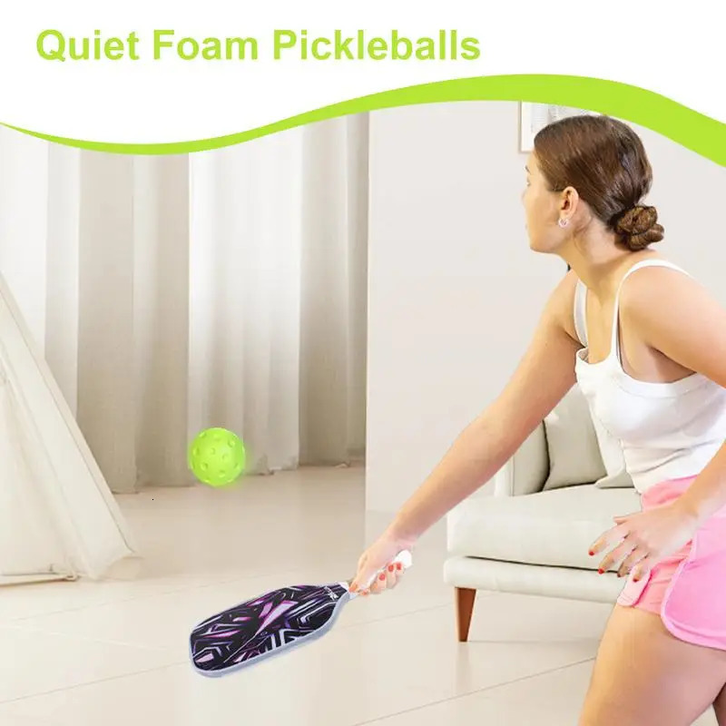 Quiet Foam Pickleballs for Indoor or Outdoor Practice Pickleball Balls with Exact Ball Bounce 3 Pack Green Yellow Color 250516