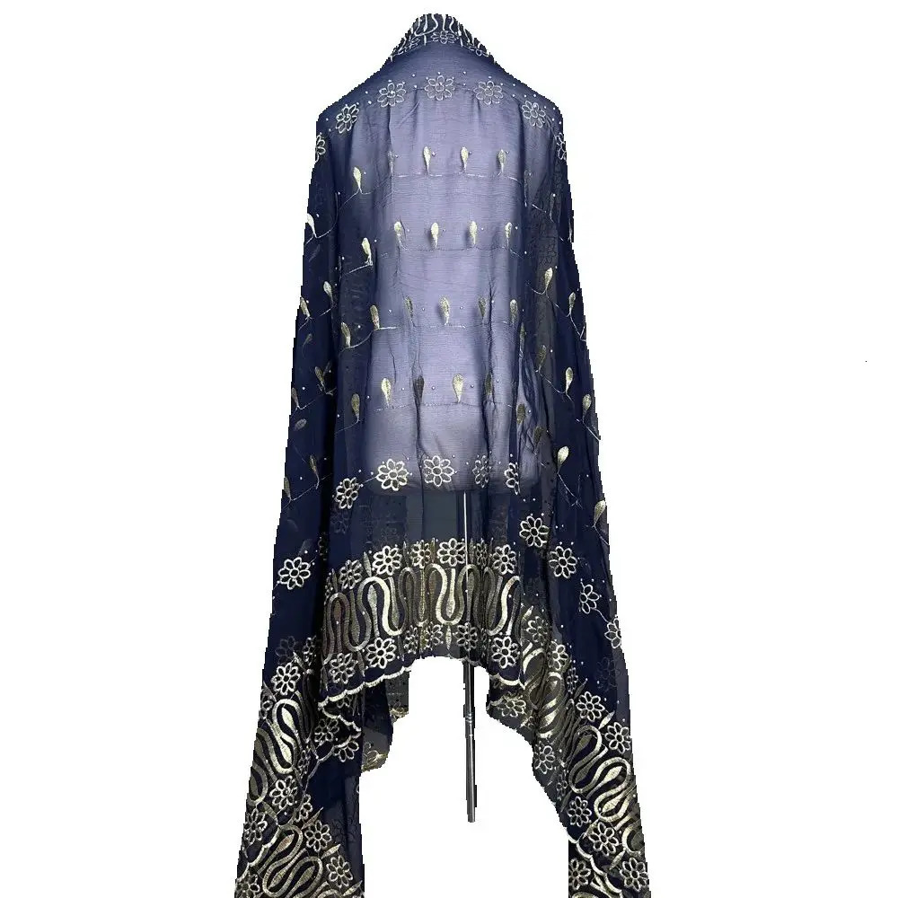 Dubai Scarf For Muslim Women African Chiffon big Hijab Islam Pashmina Turban Headscarf Embroidery Shawls 250517
