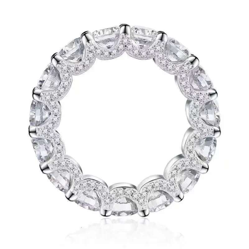 Eternity Full Moissanite Diamond Ring 100% Real 925 Sterling Silver Party Wedding Band Rings for Women Bridal Engagement Jewelry