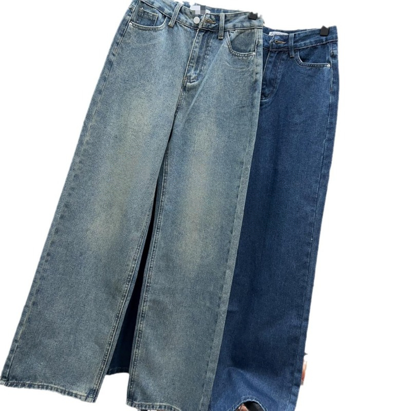 Wide-Leg Embroidered Denim Jeans with Logo Detail - Spring/Summer Collection