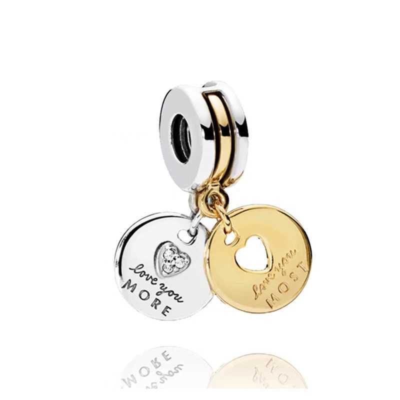 Hot Sale Golden Heart Charm Beads Fit Original 925 Sterling Silver Bracelet DIY Making Womens Jewelry Accories GiftsXJ250517